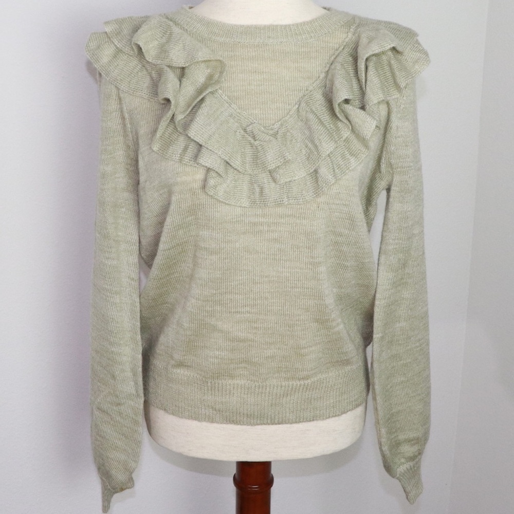 NWT Lovers + Friends Ruffle Trim Long Sleeve Sweater Pullover Wool Medium